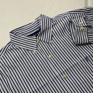Ralph Lauren Men's Classic Fit Blue White Striped Button Down Shirt Size‎ 17/XL